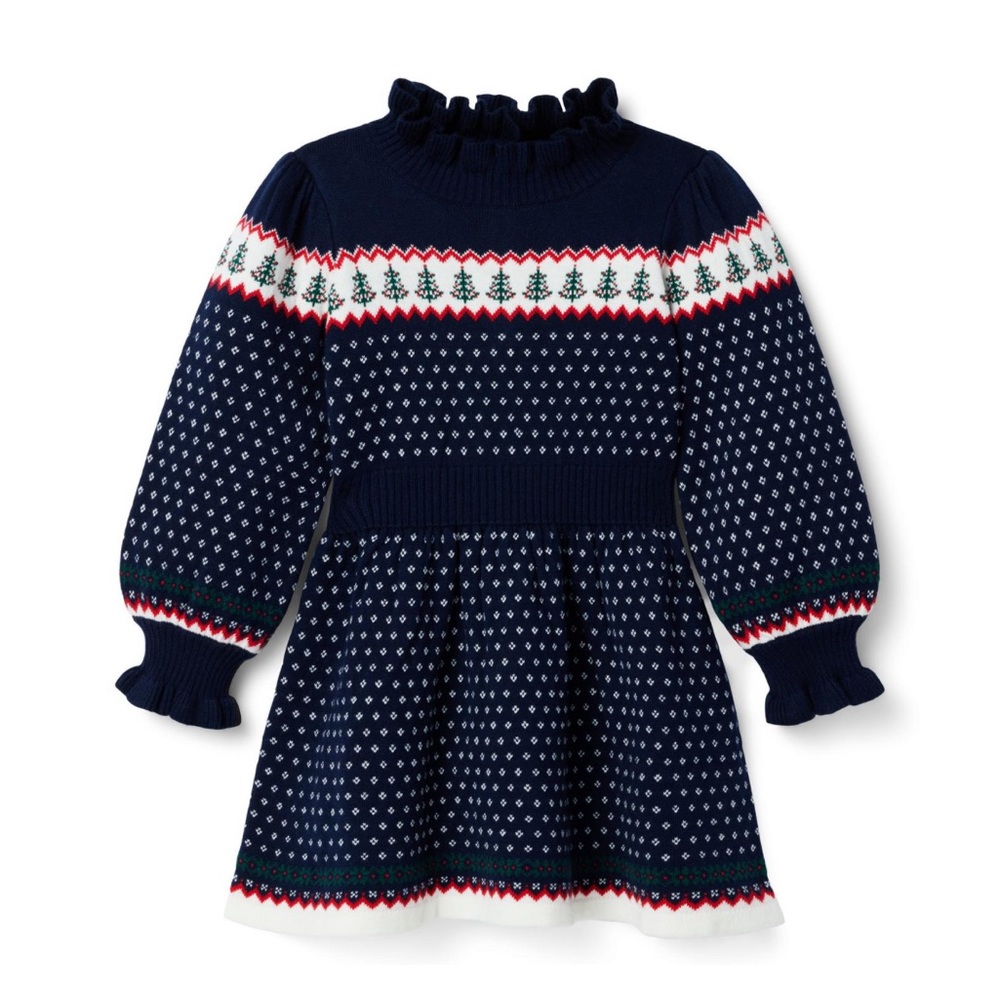 Janie and Jack Christmas Tree Turtleneck Dress - worn once
